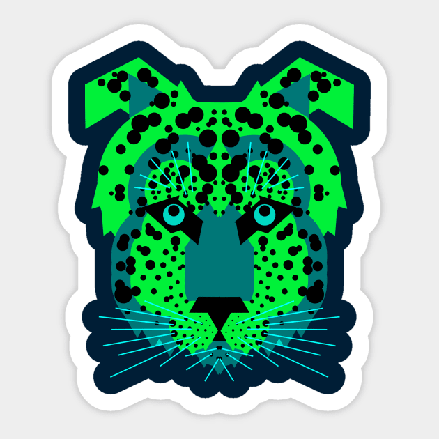 Cheetah Face, Neon Green Sticker by AnimalMagic